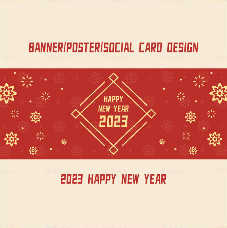2023 китайский новый год плакат вектор шаблон