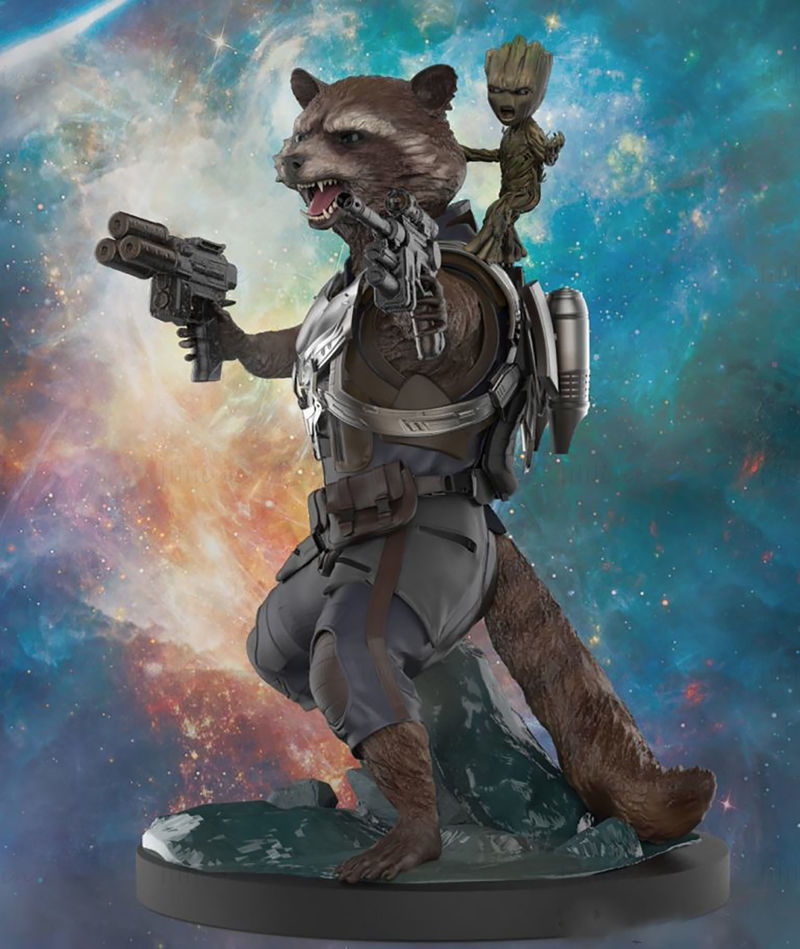 Rocket Raccoon vs Groot statue  3D Model Ready to Print