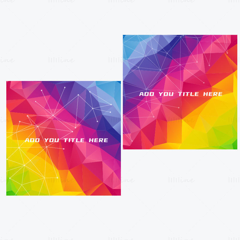 Carte dei manifesti delle bandiere di vettore del fondo geometrico variopinto dell'arcobaleno
