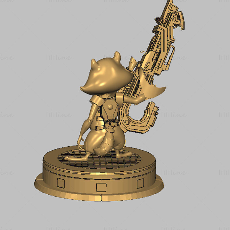 Little Rocket Raccoon Estatuas Modelo 3D Listo para Imprimir
