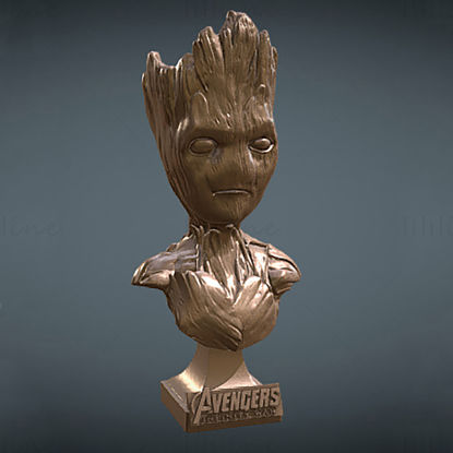 Teen Groot Bust szobor 3D-s modell nyomtatásra készen