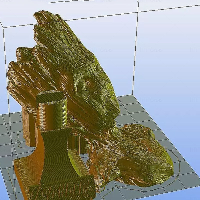 Teen Groot Bust-standbeeld 3D-model klaar om af te drukken