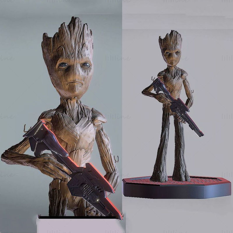 Teenage Groot-standbeelden 3D-model klaar om af te drukken