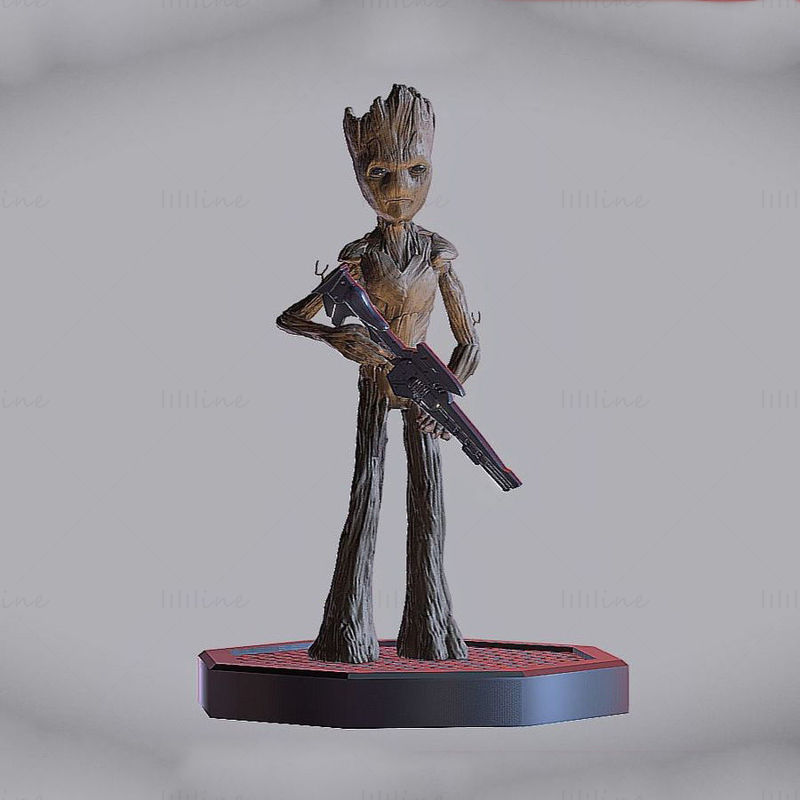 Teenage Groot-standbeelden 3D-model klaar om af te drukken