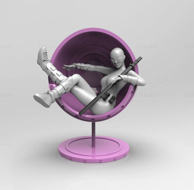 A Gwenpool Statues 3D-s modellje nyomtatásra készen