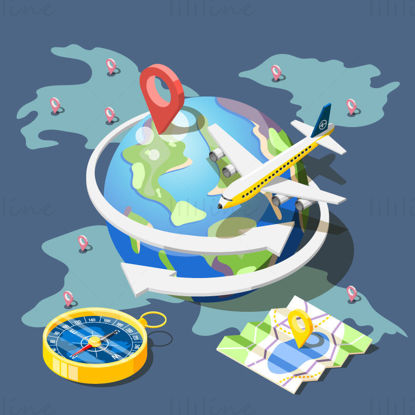 Global travel vector illustration