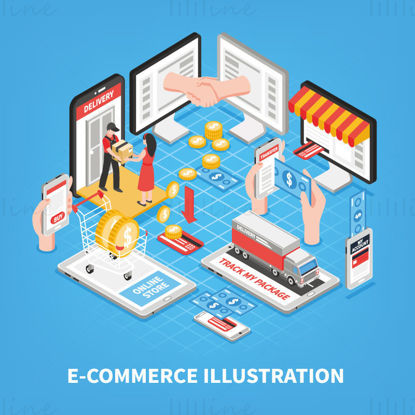 Online store system vector illustration
