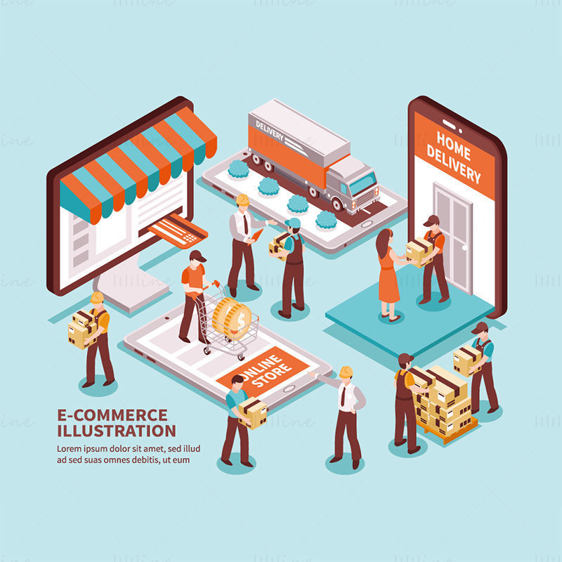 Ilustración de vector de tienda en línea