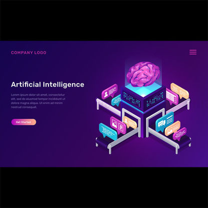 Banner de página de destino de vector de inteligencia artificial