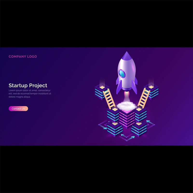 Rocket launching vector banner