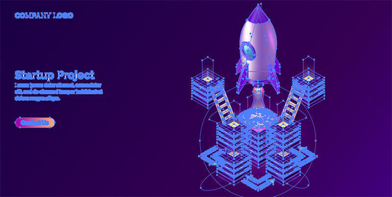 Rocket launching vector banner