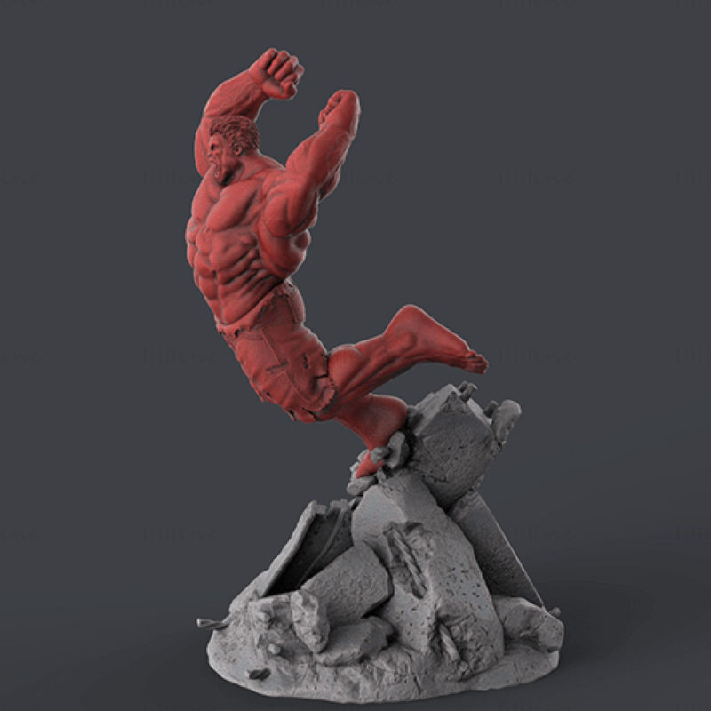 Red Hulk Printing 3D Model