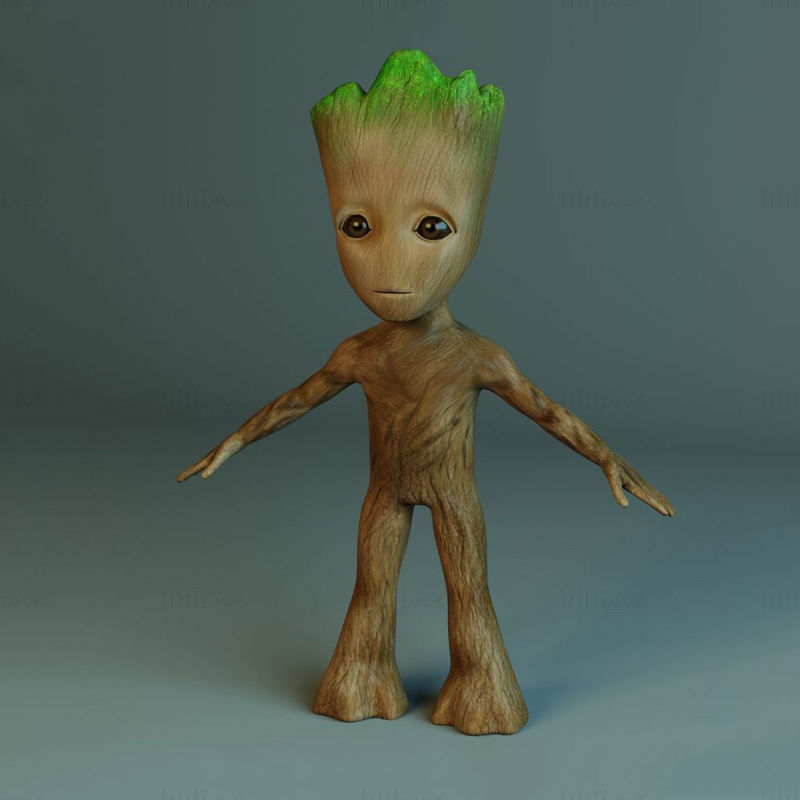 تماثيل Baby Groot نموذج ثلاثي الأبعاد جاهز للطباعة