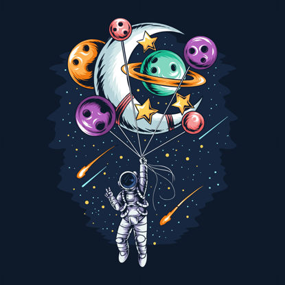 Astronaut hot air balloon vector illustration