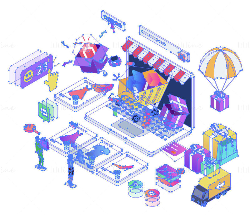 Ilustración de vector de fiesta de compras