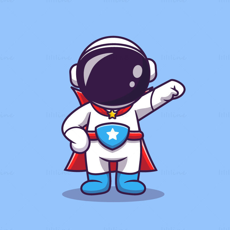 Vecteur d'astronaute de dessin animé superman