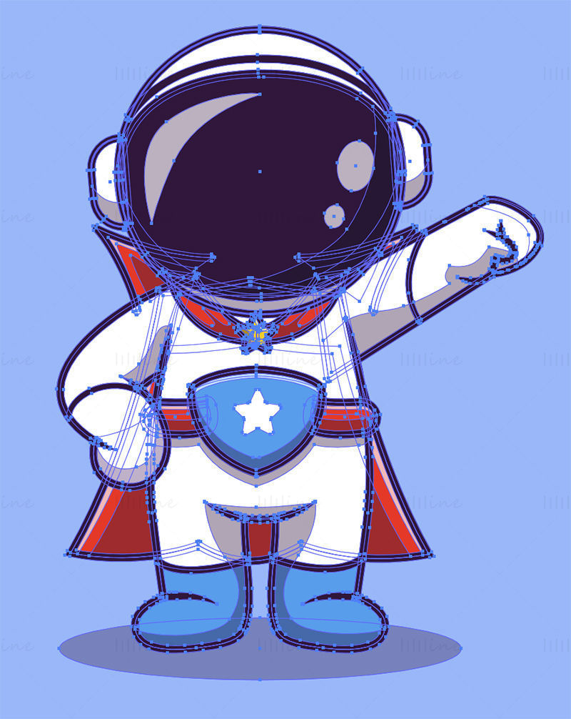 Vector de astronauta de superman de dibujos animados