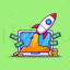 Cartoon financial rocket vector