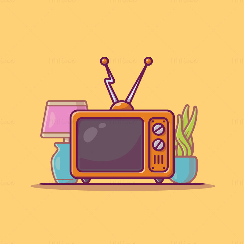 Cartoon old-fashioned TV vector