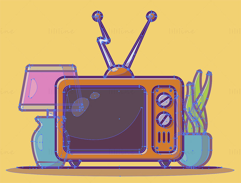 Vector de TV anticuado de dibujos animados