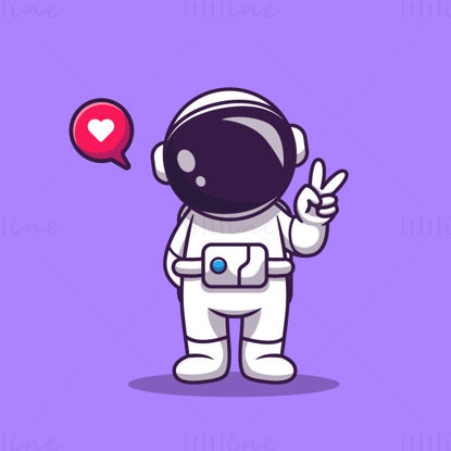 Astronaut makes a V sign and give a like