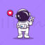 Astronaut makes a V sign and give a like