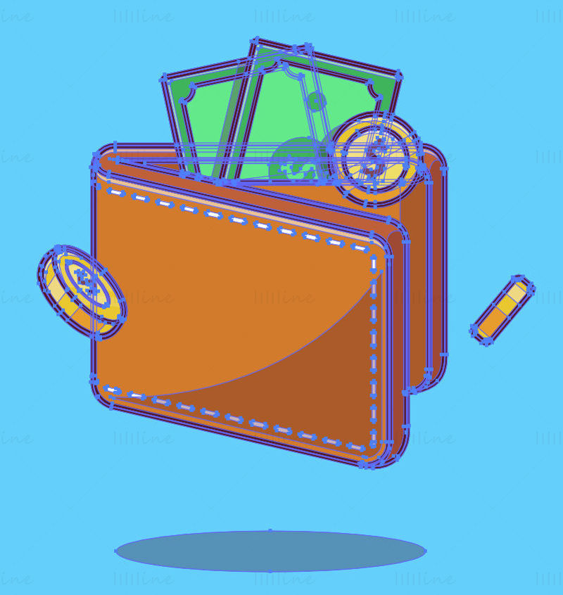 Cartoon wallet vector icon