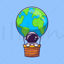 Earth hot air balloon vector