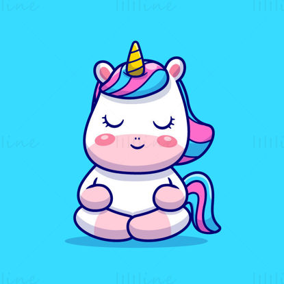Meditating unicorn vector