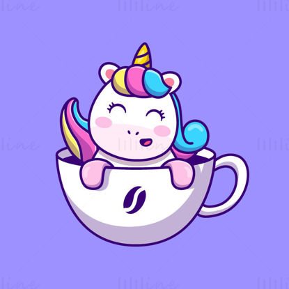 Unicorno in un vettore di tazza di caffè