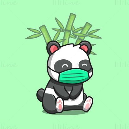 Cartoon panda wearing face mask vector