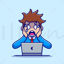 Cartoon character driven crazy by work, vector