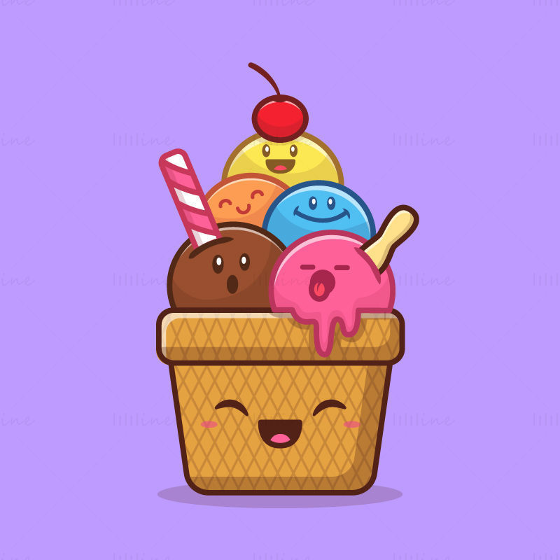 Cartoon ice cream vector