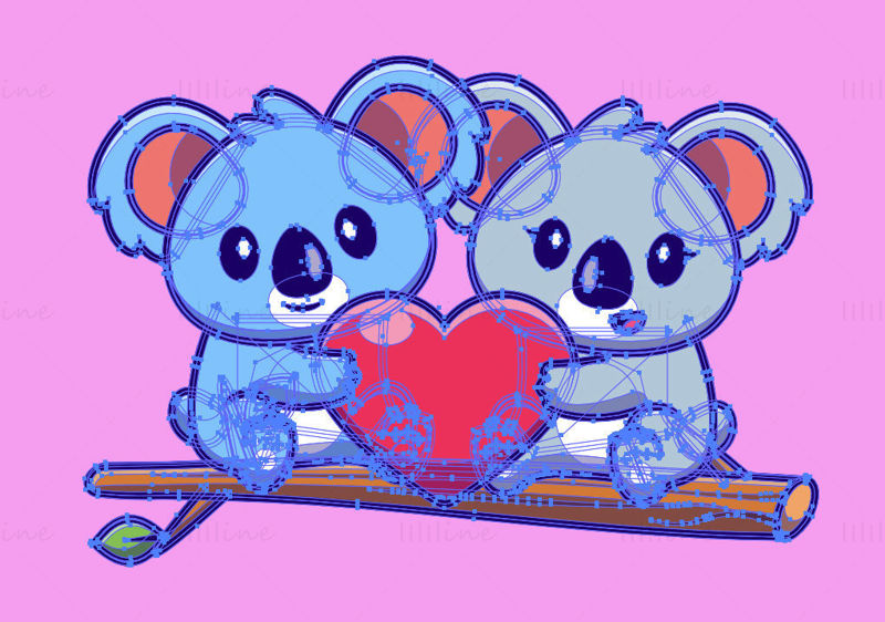 Risani vektor ljubezni koala