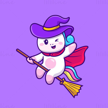 Cartoon unicorn witch vector