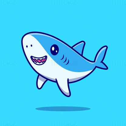 vector de tiburón de dibujos animados
