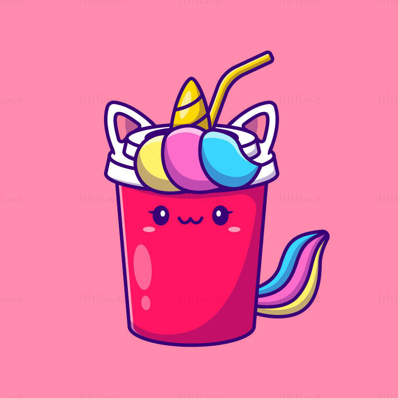 Cartoon unicorn drink vector
