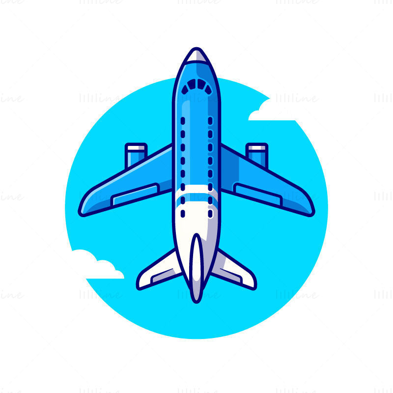 Cartoon airplane vector, top view