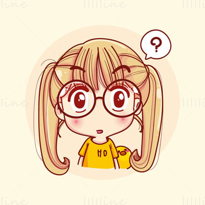 Girl avatar vector with question expression