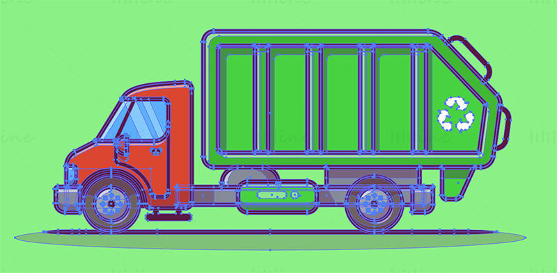 Cartoon garbage collection truck vector