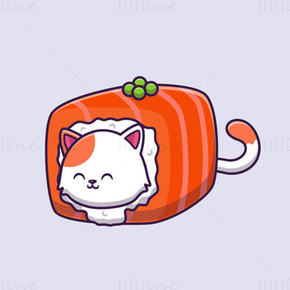 Cartoon Sushi Cat Vector