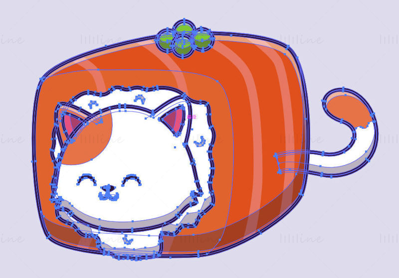 Cartoon Sushi Cat Vector
