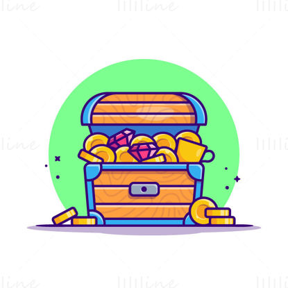 Cartoon vector treasure chest