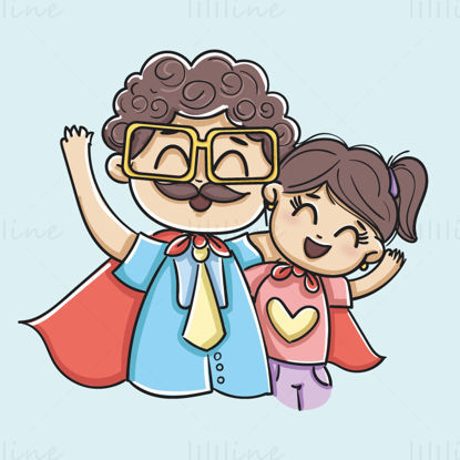 Cartoon father and daughter vector