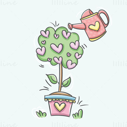 Cartoon watering flowers vector