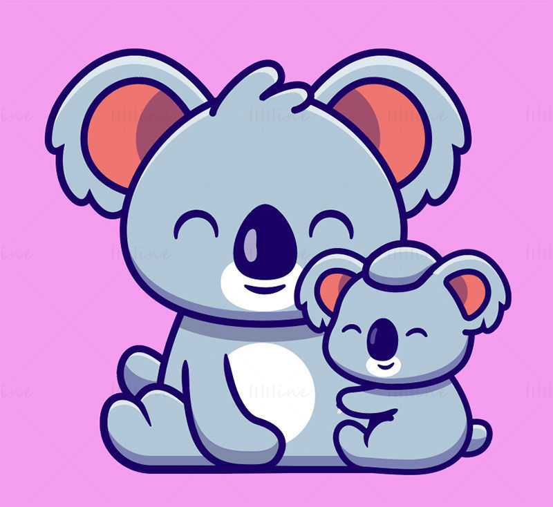 Cartoon mother and child koala vector