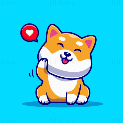 Cartoon Shiba Inu dog giving a like, vector dog