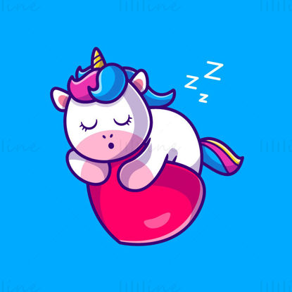 Cartoon unicorn sleeping vector