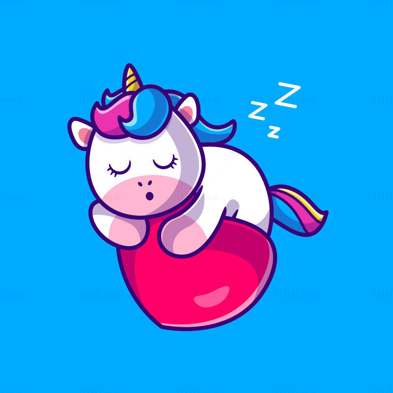 Cartoon unicorn sleeping vector