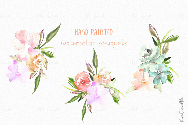 Watercolor Flowers Clipart - Fresh -